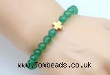 CGB8892 8mm, 10mm green agate & cross hematite power beads bracelets