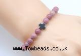 CGB8896 8mm, 10mm pink wooden jasper & cross hematite power beads bracelets