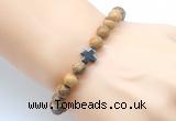 CGB8900 8mm, 10mm picture jasper & cross hematite power beads bracelets