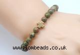 CGB8917 8mm, 10mm unakite & cross hematite power beads bracelets