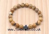 CGB8930 8mm, 10mm picture jasper, cross & rondelle hematite beaded bracelets