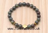 CGB8931 8mm, 10mm dragon blood jasper, cross & rondelle hematite beaded bracelets