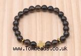 CGB8943 8mm, 10mm smoky quartz, cross & rondelle hematite beaded bracelets