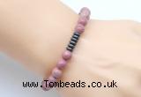 CGB8956 8mm, 10mm pink wooden jasper & rondelle hematite beaded bracelets