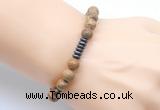 CGB8960 8mm, 10mm picture jasper & rondelle hematite beaded bracelets