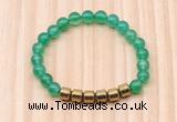 CGB8982 8mm, 10mm green agate & drum hematite beaded bracelets
