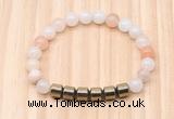 CGB8984 8mm, 10mm pink aventurine & drum hematite beaded bracelets