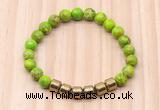 CGB8993 8mm, 10mm green sea sediment jasper & drum hematite beaded bracelets