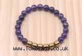 CGB9004 8mm, 10mm amethyst & drum hematite beaded bracelets