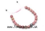 CGB9026 8mm, 10mm pink wooden jasper & drum hematite adjustable bracelets