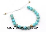 CGB9032 8mm, 10mm blue sea sediment jasper & drum hematite adjustable bracelets