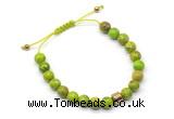 CGB9033 8mm, 10mm green sea sediment jasper & drum hematite adjustable bracelets