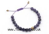 CGB9044 8mm, 10mm amethyst & drum hematite adjustable bracelets