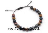 CGB9048 8mm, 10mm colorful tiger eye & drum hematite adjustable bracelets