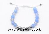 CGB9061 8mm, 10mm blue agate & drum hematite adjustable bracelets