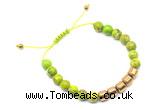 CGB9073 8mm, 10mm green sea sediment jasper & drum hematite adjustable bracelets