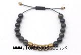 CGB9081 8mm, 10mm golden obsidian & drum hematite adjustable bracelets