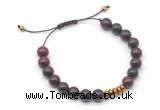 CGB9108 8mm, 10mm brecciated jasper & rondelle hematite adjustable bracelets