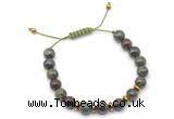 CGB9111 8mm, 10mm dragon blood jasper & rondelle hematite adjustable bracelets