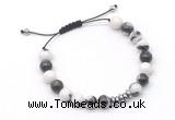 CGB9114 8mm, 10mm black & white jasper & rondelle hematite adjustable bracelets