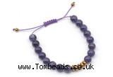 CGB9124 8mm, 10mm amethyst & rondelle hematite adjustable bracelets