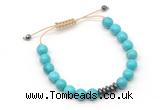 CGB9126 8mm, 10mm turquoise & rondelle hematite adjustable bracelets