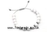 CGB9130 8mm, 10mm white howlite & rondelle hematite adjustable bracelets