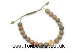 CGB9167 8mm, 10mm unakite & cross hematite adjustable bracelets