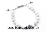 CGB9169 8mm, 10mm white howlite & cross hematite adjustable bracelets