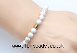 CGB9236 8mm, 10mm white howlite & drum hematite power beads bracelets