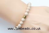 CGB9245 8mm, 10mm white fossil jasper & drum hematite power beads bracelets