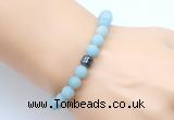 CGB9307 8mm, 10mm matte amazonite & drum hematite power beads bracelets