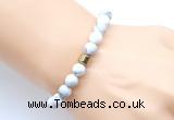 CGB9309 8mm, 10mm matte white howlite & drum hematite power beads bracelets