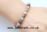 CGB9313 8mm, 10mm matte bamboo leaf agate & drum hematite power beads bracelets