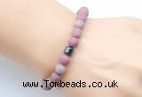 CGB9326 8mm, 10mm matte pink wooden jasper & drum hematite power beads bracelets