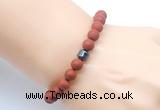 CGB9327 8mm, 10mm matte red jasper & drum hematite power beads bracelets