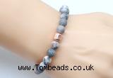 CGB9330 8mm, 10mm matte pink zebra jasper & drum hematite power beads bracelets