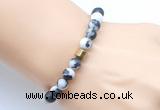 CGB9331 8mm, 10mm matte black & white jasper & drum hematite power beads bracelets