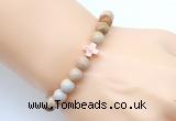 CGB9354 8mm, 10mm fossil coral & cross hematite power beads bracelets