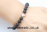 CGB9362 8mm, 10mm coffee wooden jasper & cross hematite power beads bracelets