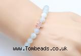 CGB9370 8mm, 10mm sea blue banded agate & cross hematite power beads bracelets