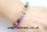 CGB9373 8mm, 10mm colorful banded agate & cross hematite power beads bracelets