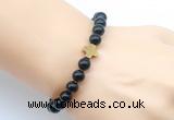 CGB9384 8mm, 10mm black agate & cross hematite power beads bracelets