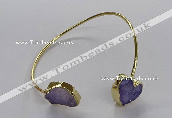 CGB939 15*20mm - 16*16mm freeform & heart druzy agate bangles