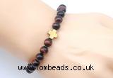 CGB9393 8mm, 10mm red tiger eye & cross hematite power beads bracelets