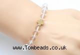 CGB9400 8mm, 10mm white crystal & cross hematite power beads bracelets