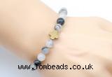 CGB9403 8mm, 10mm black rutilated quartz & cross hematite power beads bracelets