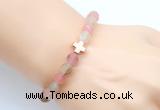 CGB9419 8mm, 10mm matte volcano cherry quartz & cross hematite power beads bracelets