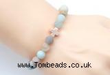 CGB9422 8mm, 10mm matte amazonite & cross hematite power beads bracelets