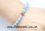 CGB9423 8mm, 10mm matte amazonite & cross hematite power beads bracelets